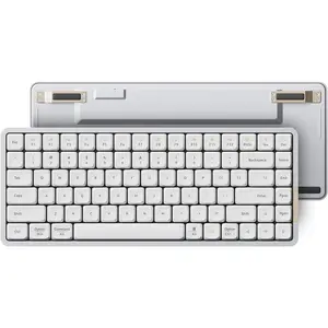Flow84 Low Profile Mechanical Keyboard, 75 Percent Rechargeable  Keyboards with  and Wired Connection for Windows,  OS/White  Linear Switches