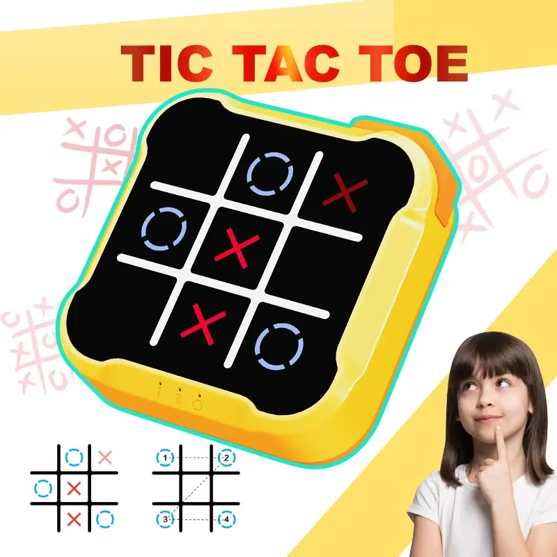 Electronic Tic Tac Toe game,Portable console against ai robots,Handheld game console, educational toys for Family Party & Entertainment