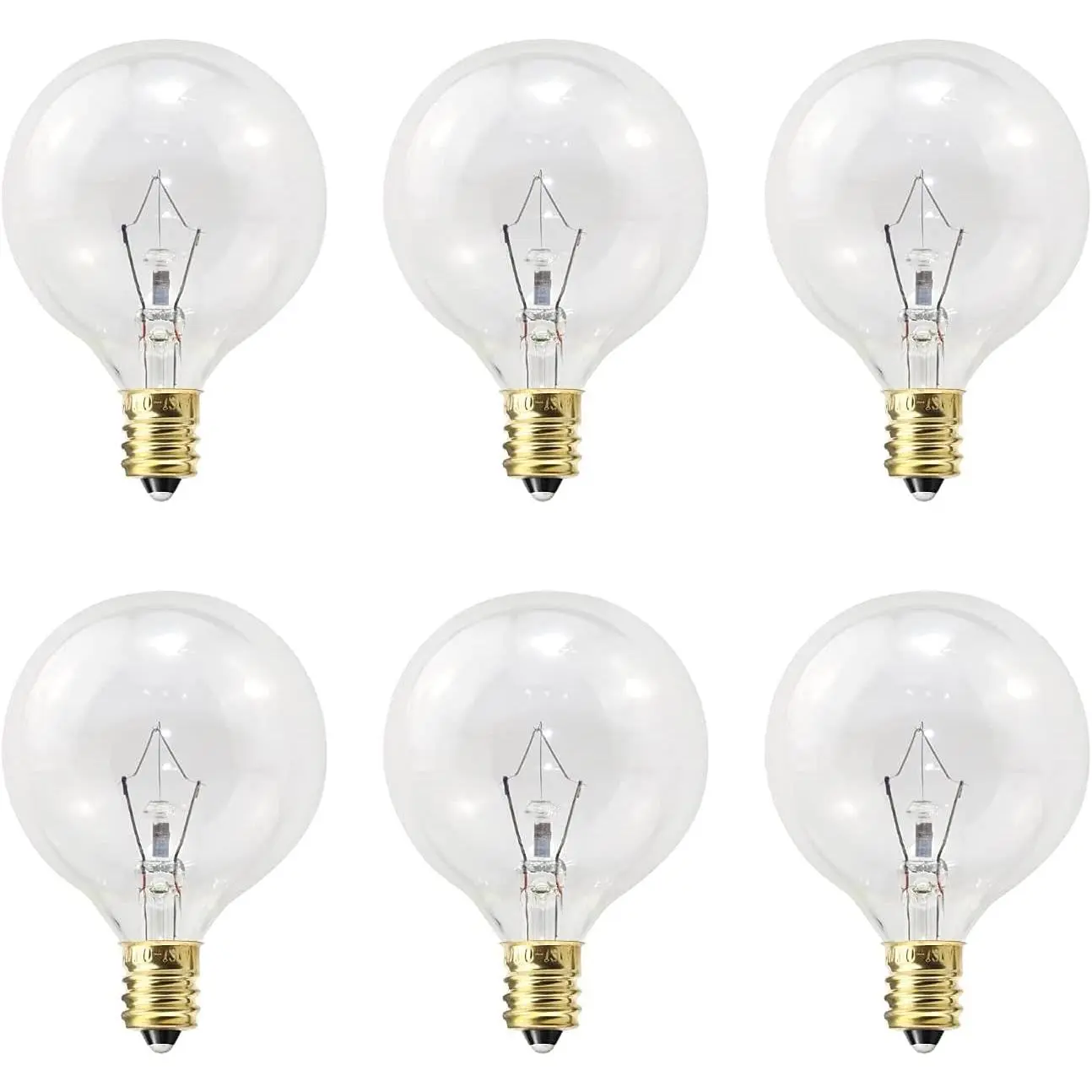 Wax Warmer Light Bulbs, G50 25 Watt for Full Size Scentsy Warmers, G16.5 Globe E12 Base Clear - Long Life-Span and Melt Wax Fast, 120 Volt (6 Pack)