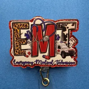 EMT Badge Reel with Stethoscope Design for Emergency Medical Technicians