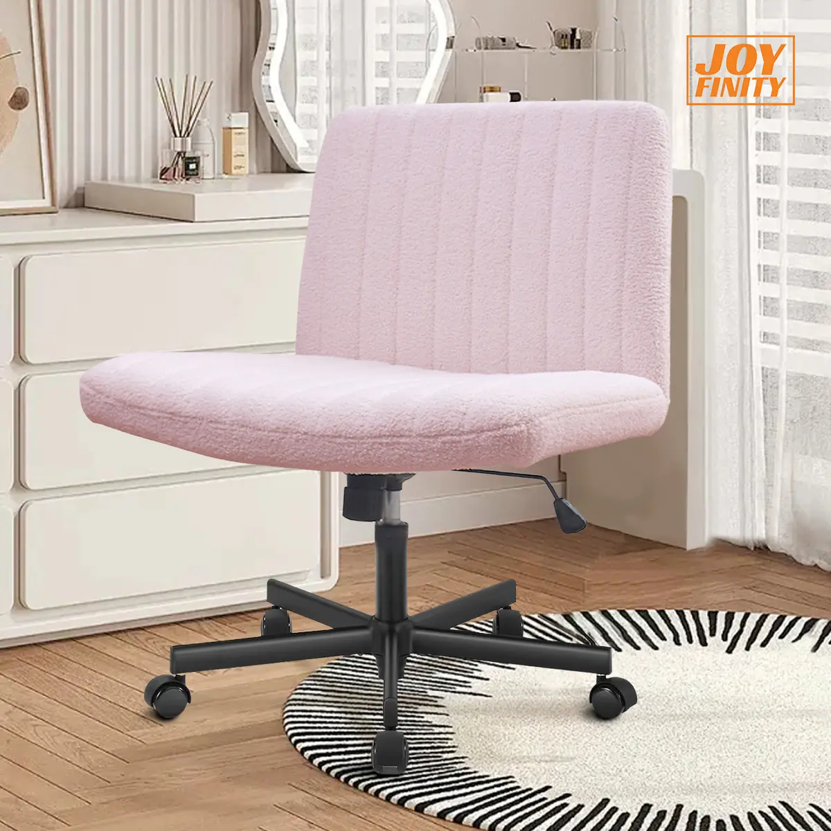 Joyfinity Criss Cross Chair Plus Size Criss Office Chair Sit Cross-legged Armless Swivel Home Modern Home Office Desk Chair Beige Color