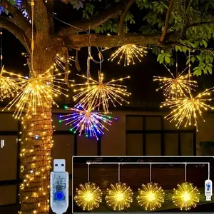 USB Operated Starburst Lights, 360/180LED fireworks ball light, 8 mode dimmable control can hang chandeliers, for festive atmosphere, classroom, garden indoor and outdoor decoration