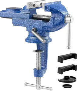 VEVOR Bench Vise, 3 Inch, Portable Workbench Vice with 360 °   Swivel Base, Quick Release Rotating Bench Clamp, Raised Base, Cast Iron Construction, for Woodworking, Metalworking, Drilling, and Cutting