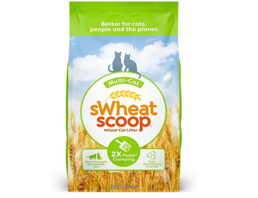 Cat Litter, Natural Wheat, Multi-Cat, Superior Clumping, Odor Neutralizing Enzymes, 14 lbs