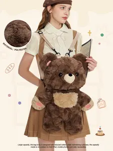 Gulibags Love Bear Backpack Large Capacity Polyester Material Cute Brown Bear Design Fashionable Bag for Everyday Use Cartoon Japanese Style Valentine's Day Gift
