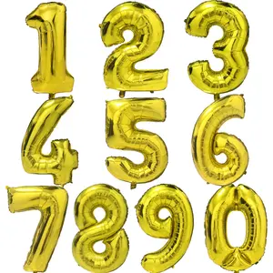 Gold Large Numbers Balloon 32 Inch 0 1 2 3 4 5 6 7 8 9 Birthday Digit Bachelorette Balloons Figure Golob Party Ballon Decoration Camouflage