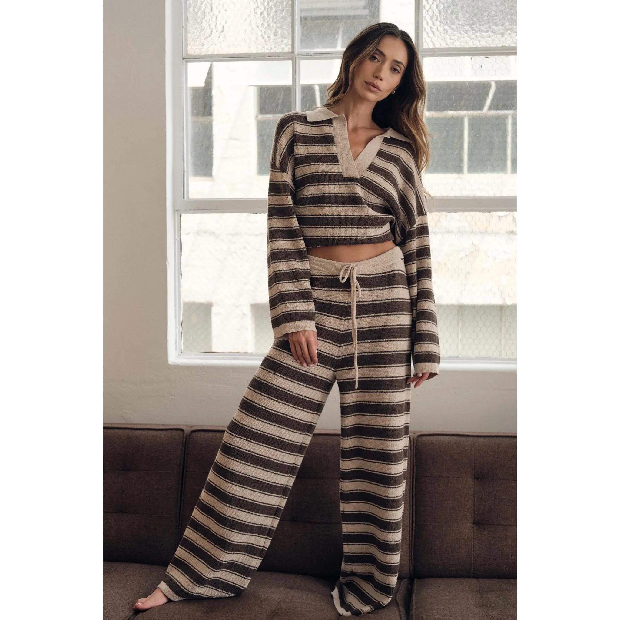 Stripe to It Textured Striped Knit Sweater Pants