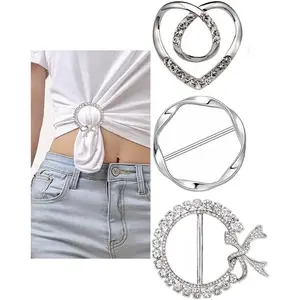 3 Pack Metal Tshirt Clips and Rings 1.9 Inch Large T-shirt Clip Scarf Ring for Girl Women