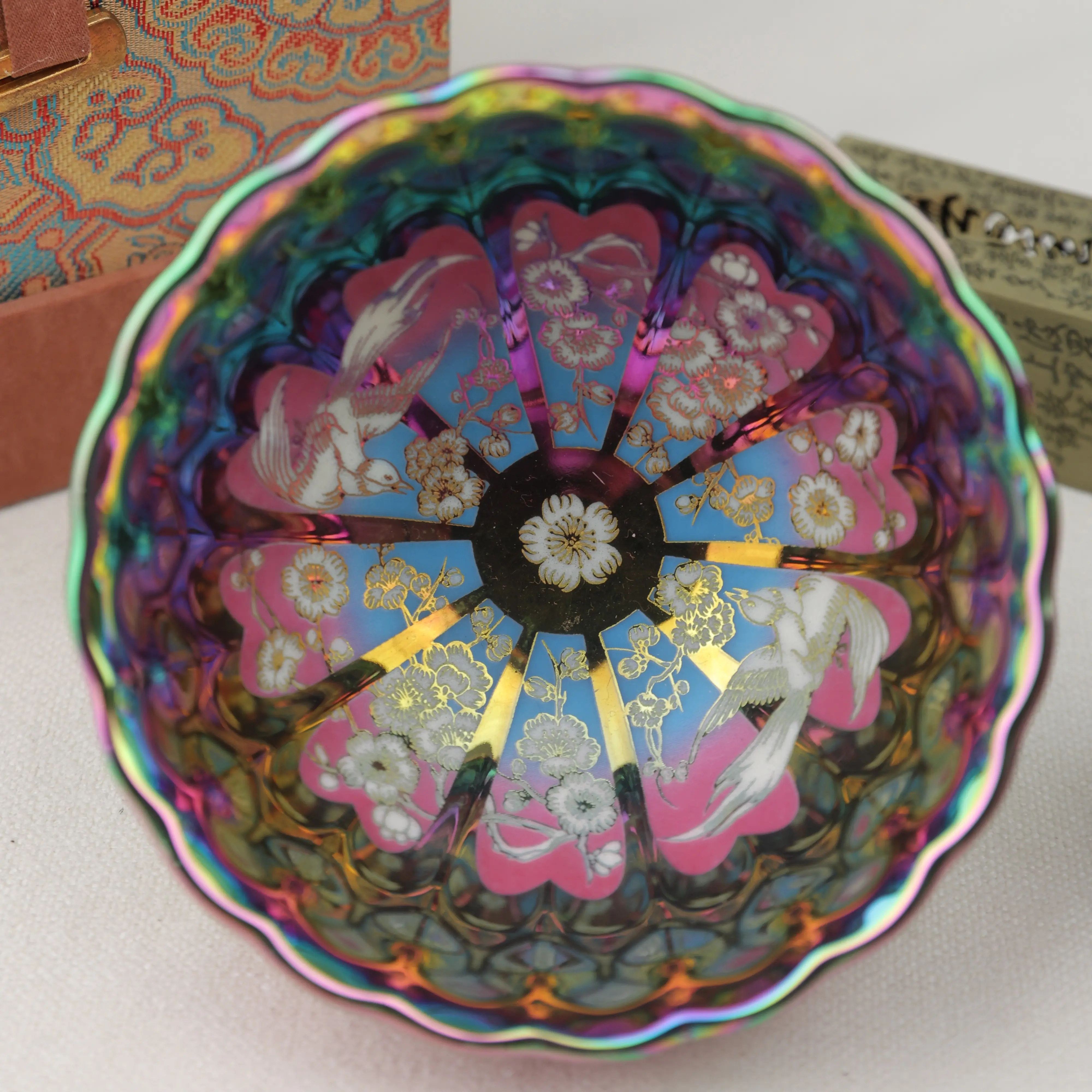 JianZhan Tenmoku Tea Cup – Iridescent Rainbow Glazed Ceramic Bowl (Kiln-Fired)