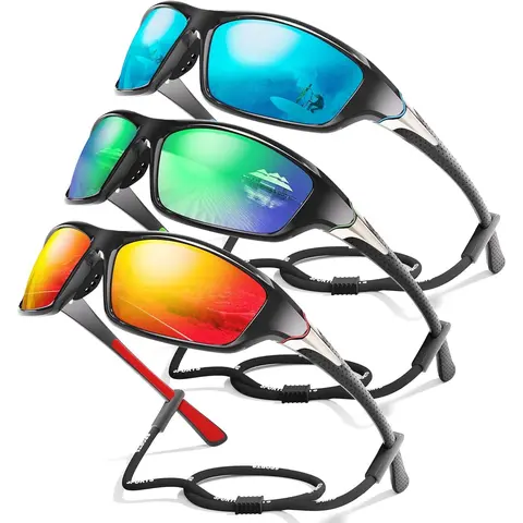 Men's 3-Pack Polarized Bicycle Accessories - Bike Glasses, Outdoor Active Accessories, Wraparound UV400 Shield, Ergonomic Temples, Drive-Ready Vision, Sporty Male Fit Eyewear