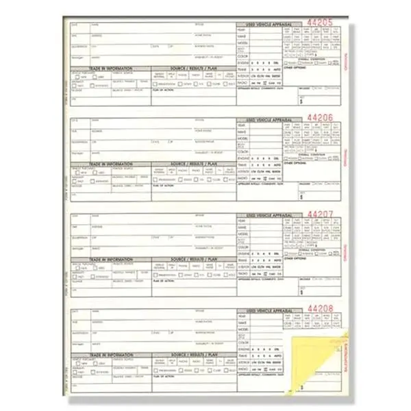 Guest Register Book - 8-1/2" × 11" Detailed Information Management System for Prospects - Four Guests Per Page - 3-Part Carbonless White, Canary, Heavy White Stock