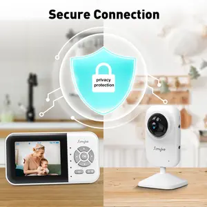 Simyke Plug Portable Baby Monitor Security Camera with 2 smart Camara and Audio 2.8" Screen Button, Night Vision, 2-Way Talk, 1200ft Long Range, Feeding Clock, Safety Baby Cam Home Use tiktokshop
