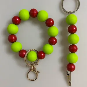 Apples Beaded Wristlet Keychain and Clip
