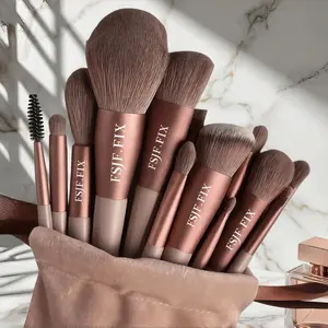 14Pcs Makeup Brush Set Soft Fluffy Professional Cosmetic Foundation Powder Eyeshadow Blending Make Up Brush Beauty Tool With Bag Makeup Sponge Beauty Gift For Makeup Beginner Brown Random Color,Makeup Tools With Soft Fiber For Easy To Carrying,Brush Set,M