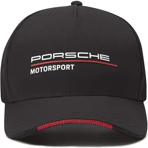 Porsche Motorsport Emblem-Adorned Black Cap: Racing-Inspired Headgear