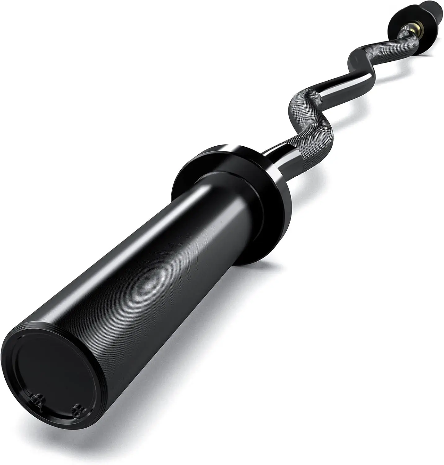 Olympic EZ Curl Bar, Solid Steel with Durable Black Chrome Finish, 500lb Capacity for 2-Inch Plates - Ergonomic Knurled Grip and Rotating Sleeves for Biceps Curls, Comfortable To Use, Good Rotation, Bicep Curls, Weight Training