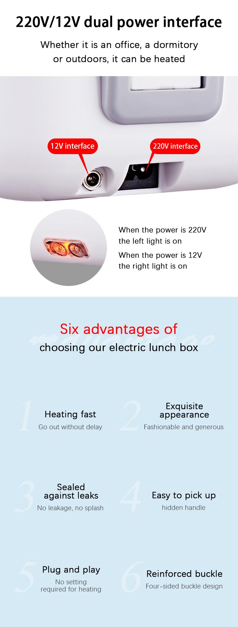 Kitchen ware 1.5L Cookware Sets Heater Portable Electric Lunch Boxes stainless steel Container with Insulation Bag for Car Truck