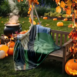 1 piece Green Sweater Girl with Double Braids Fresh Portrait themed flannel blanket - Oversized fluffy warm sofa blanket, flannel for beds, all-season multi-purpose, modern style, machine washable, digital print design, 100% polyester, suitable for