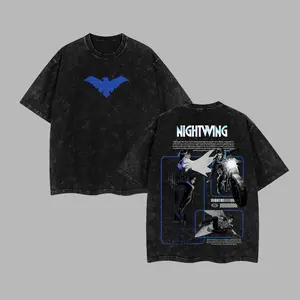 Nightwing Superheror Retro Acid Washed Hoodie, T-shirt, Top Apparel Classic Oversized Super Hero Movie Man Clothes Cotton designer shirts Movie Shirt, graphic tees, men gifts, ,Graphic Streetwear T-shirt Crew Neck Graphic T-Shirt