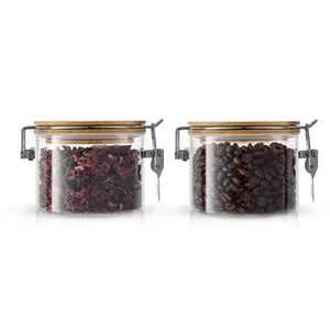 Storage Jars with Airtight Bamboo Clamp Lids, Set of 2