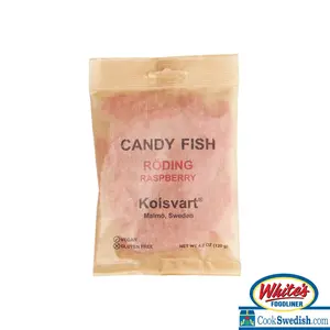 Kolsvart Roding Raspberry Swedish Candy Fish, 4.2oz