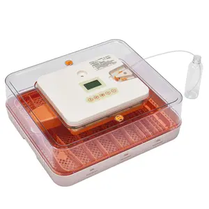 56-Egg Incubator 110V 85W Fully Automatic Turner LED Candler Auto Temp Humidity Control Fahrenheit Display ABS PET Body Clear Lid Multi-Function Strip Tray US Plug