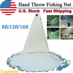 8/10/12/14/16ft saltwater fishing net bait trap height easy throw sink -