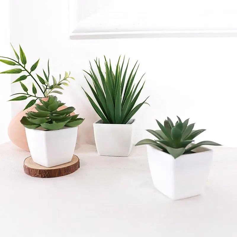 Artificial Succulent Potted Plant, 3 Counts Fake Succulent Plant for Home Decor, Decorative Potted Plants for Bedroom Living Room Restaurant Cafe