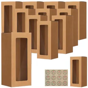 Brown Bakery Boxes with Window,8.7'x3.15'x3.15' for Drinking Cup Glasses Jars Mug Can Blanks