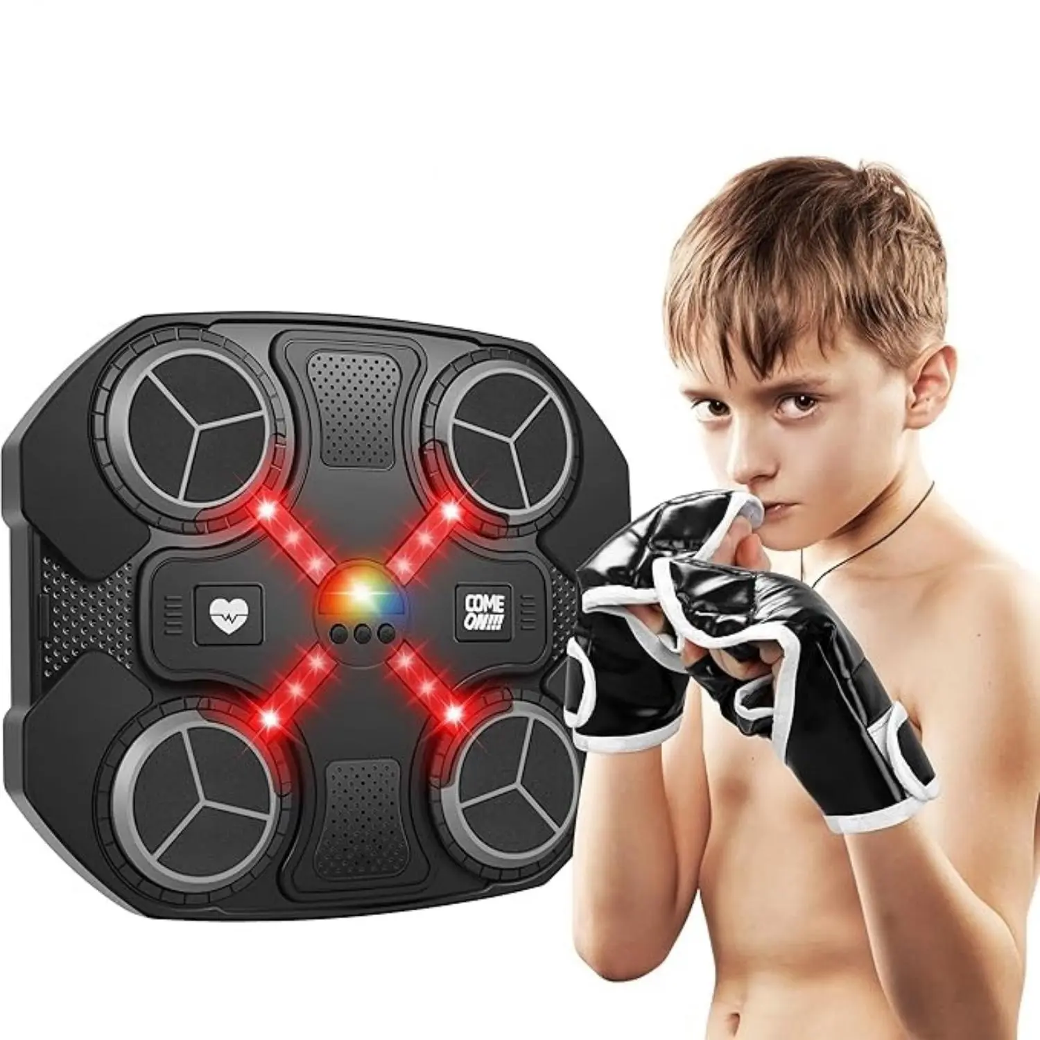 Smart Music Boxing Target, Smart Boxing Machine, 1 Box Interactive Boxing Trainer Stress Relief Punching Pad with Gloves, Sensory Training Reaction Speed Equipment for Home School Gym