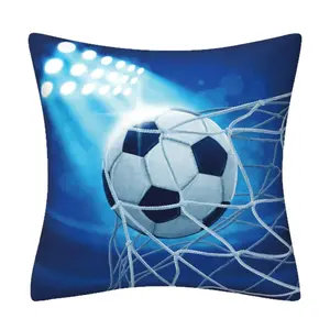 Football Theme Waterproof Outdoor Pillow Cover, Dynamic Goal Decor, 18x18 Inches, Suitable for Garden Furniture, Beach, Patio