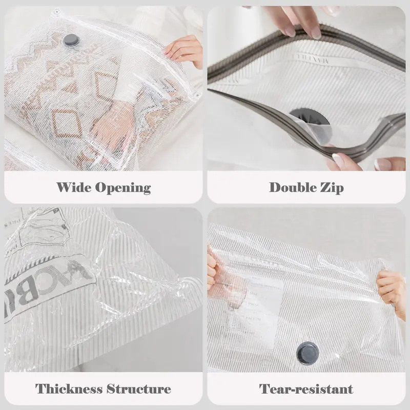 【Black Friday 】2026 Vacease Cordless Vacuum Sealer Bag Set with Rechargeable Air Pump, Slim PA+PE Dual-Zipper Design Airtight Sealing Space Saver Storage Bags, Travel Organizer Durable Pouch for Luggage Clothes and Clothing Travel Space-Saving