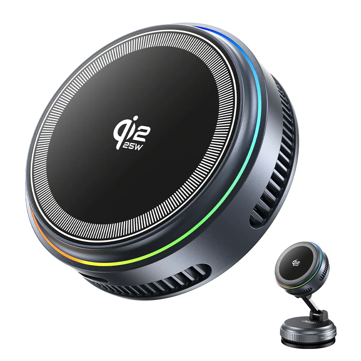 Qi2.2 MagSafe Car Phone Holder Wireless Charger - 25W Fast Charging, Instant Cooling Fan, LED Light, Magnetic Portable Model - Compatible with iPhone17/16/15/14/13/12 Series, Galaxy S25, Pixel 10, Magnetic Devices, Magnetic Portable Charger