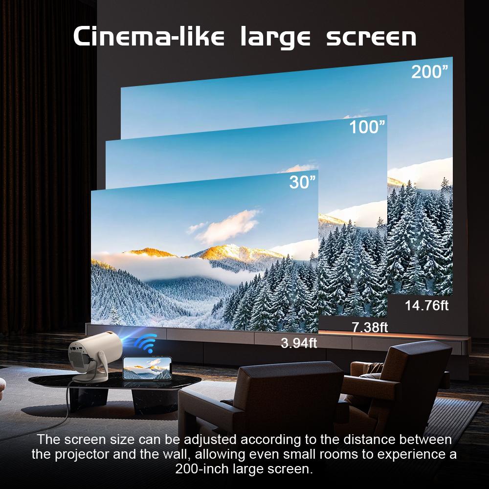 AMOVFILM 2026 Smart Mini Projector | 4K Support, Native 1080P HD, Built-in Netflix, WiFi & Bluetooth, Auto Keystone, 180° Rotation, Portable Home Theater