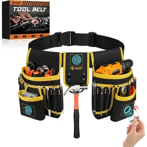 Tool Belt for Men, 26 Pockets Heavy Duty Tool Pouch, Magnet Holster Nail Utility Toolbelt Detachable Adjustable Waist Holder for Handyman Contractor Mechanic Plumber Roofer Carpentry Dad Gift