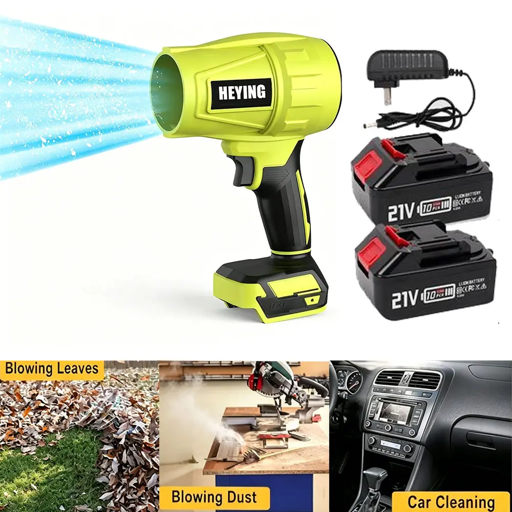 400,000 RPM Cordless Turbo Leaf Blower, Brushless Pure Copper Motor Handheld Air Duster with 2×21V 4000mAh Batteries & Charger, Powerful Portable Blower for Post-Wash Car Drying, Yard Leaf Cleaning, Patio Dust Removal & Light Snow Clearing