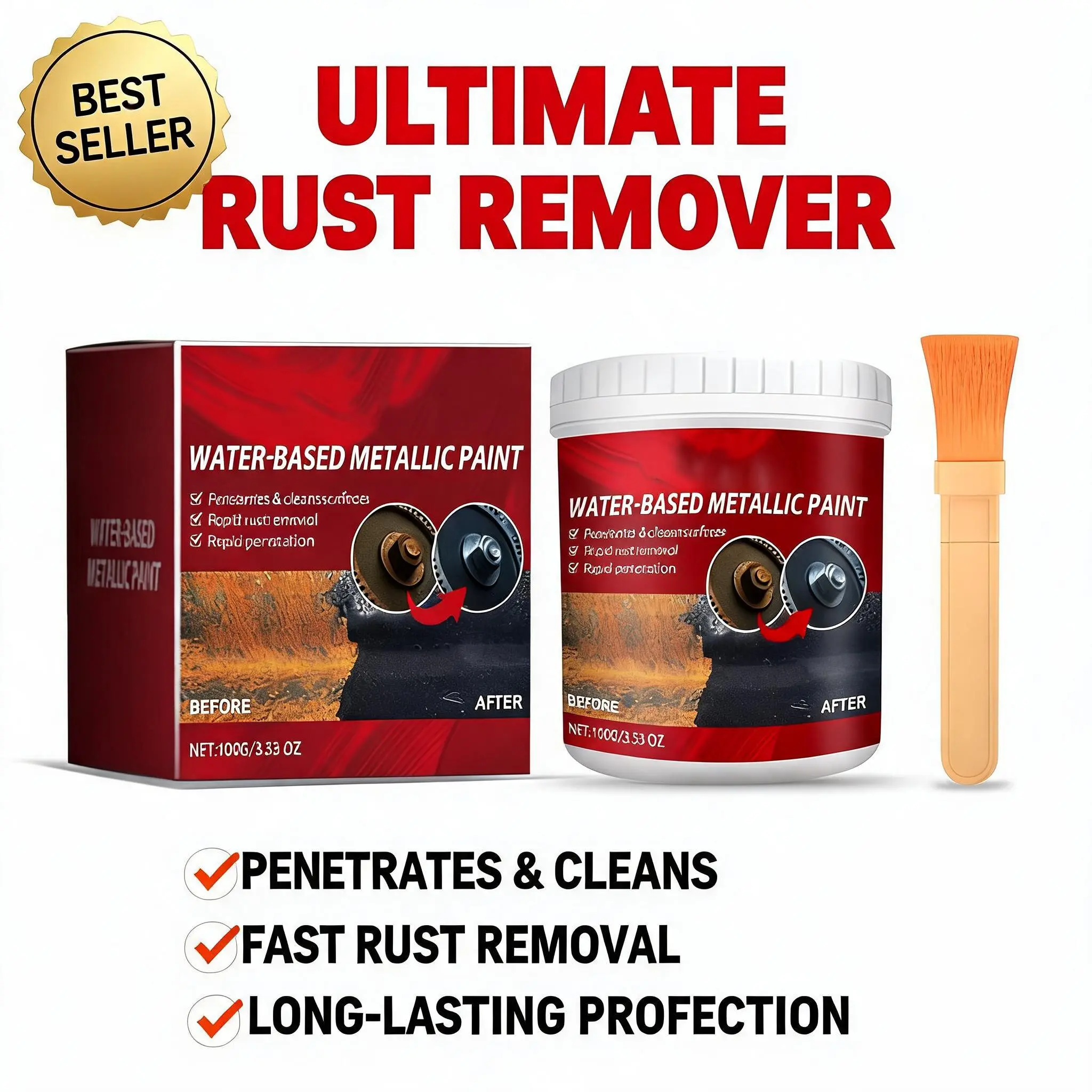 Rust Converter Primer (300g Net Wt.) - Corrosion-Proofing, Spray-On Rust Prevention Coating for Metal Paint, Radiators & Automotive Renovation Projects