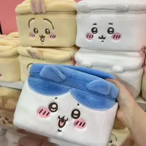 Kawaii Chiikawa Plush Cosmetic Bag Large Capacity Travel Toiletries Organizer Cartoon Skin Care Storage Girl Gift