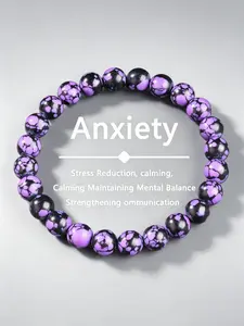 Cracked Beaded Bracelet, Anxiety Relief, Calming Stress, Mental Balance, Healing Stone Jewelry for Men & Women