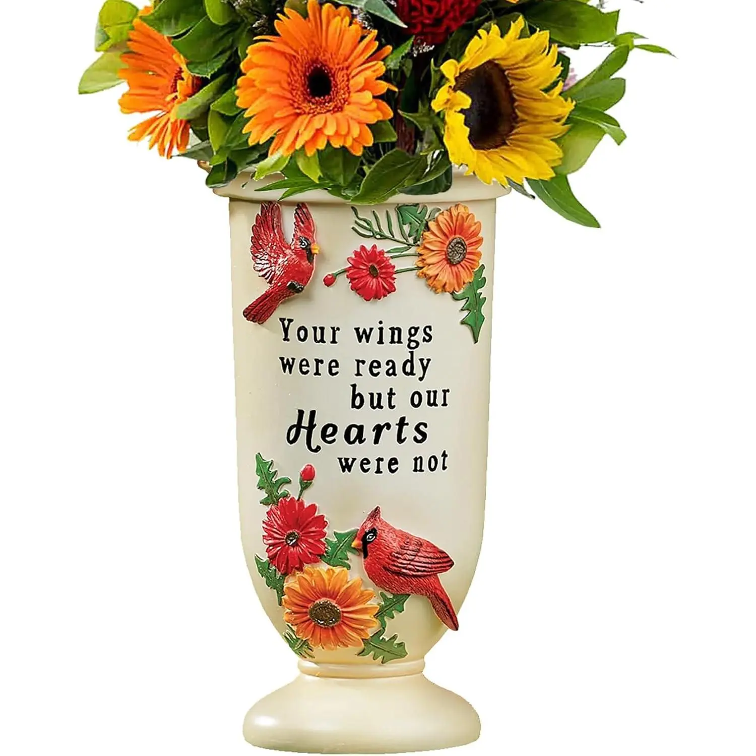 Grave Decorations for Cemetery, Cardinal Vases with Spikes for Garden Decorations  Garden Statues Memorial Gifts for Loss of Loved One