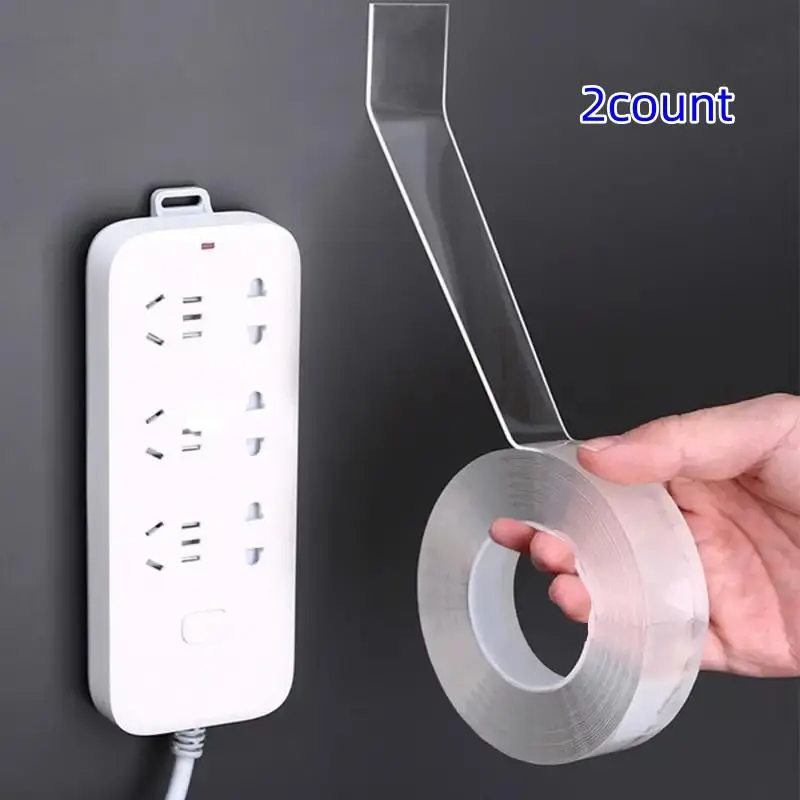 2 Rolls Nano Tape Invisible Magic Glue, Transparent Strong Adhesive High Adhesion Strong Adhesion Acrylic Double-Sided Tape, Reusable, Washable, Multi-Purpose, Home Office School Use