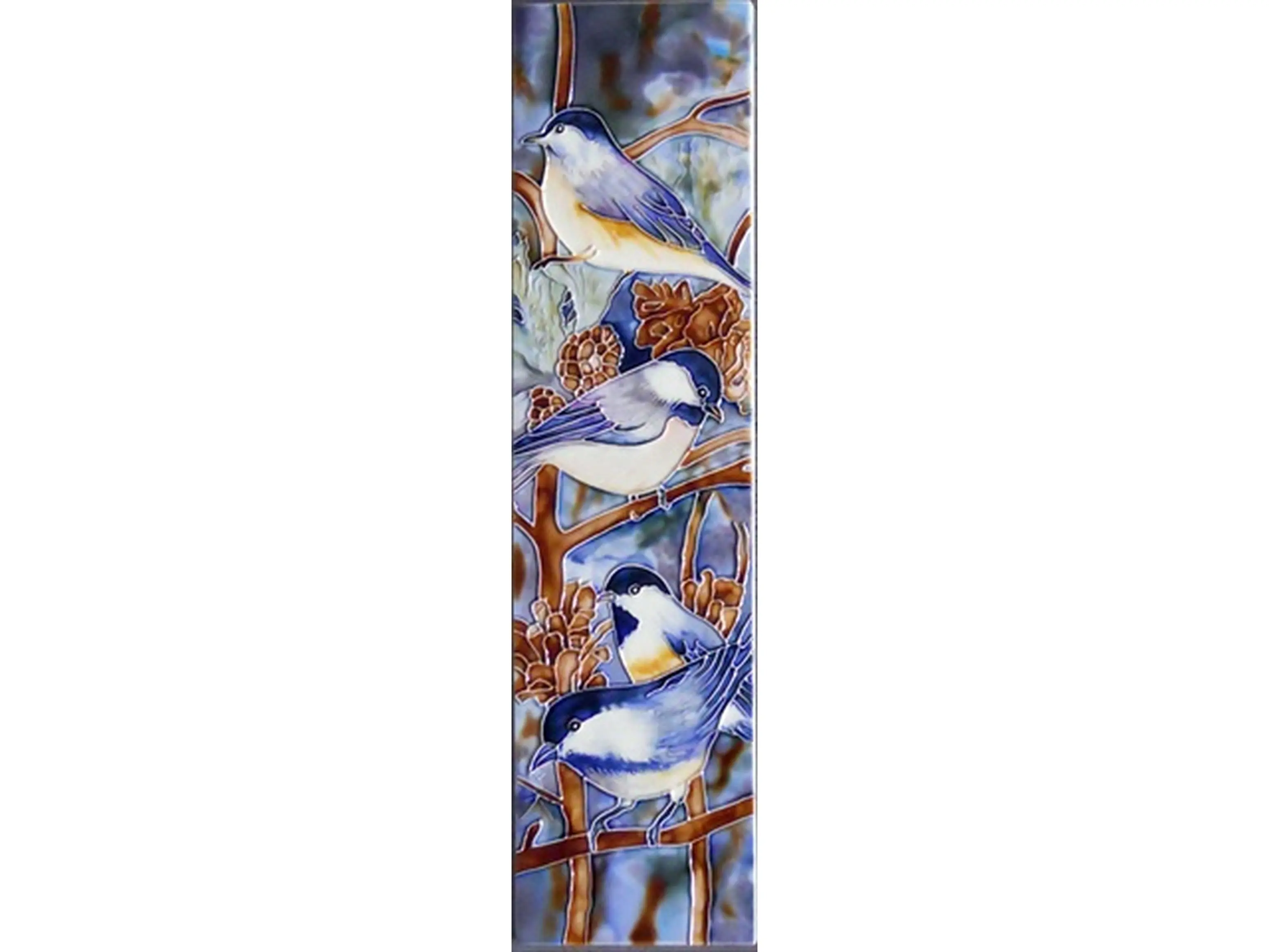 Continental Art Center MD-082 4 x 16 in. Chickadee Ceramic Art Tile