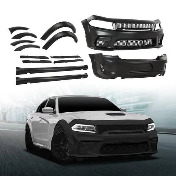 Hellcat Style Car Front and Rear Bumper Widebody Kit, Compatible with 2015-2023 Dodge Charger