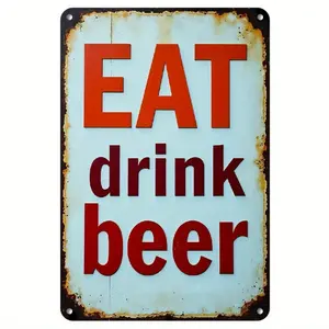 Eat Drink Sign Vintage Retro Metal Wall Art 8x12 Inch Rustic Iron Plaque Durable Easy Hang Bar Kitchen Decor for Lovers Man Cave Pub Casual Dining Spaces
