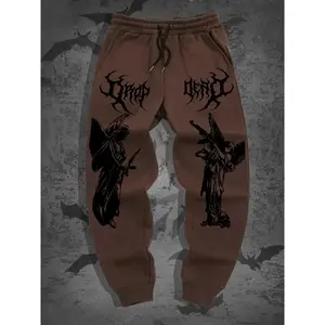 Men's Angel Print Jogger Pants, Casual Comfy Sweatpants for Spring & Fall, Men's Trousers for Daily Wear, Casual Athletic Joggers