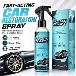 Plastic Clarify Car Trim Plastic Restorer for Refreshing Faded Plastic Leather Vinyl & Rubber Trim with Polish Automotive Shiney paint Stuff Black Car Exterior Interior Care