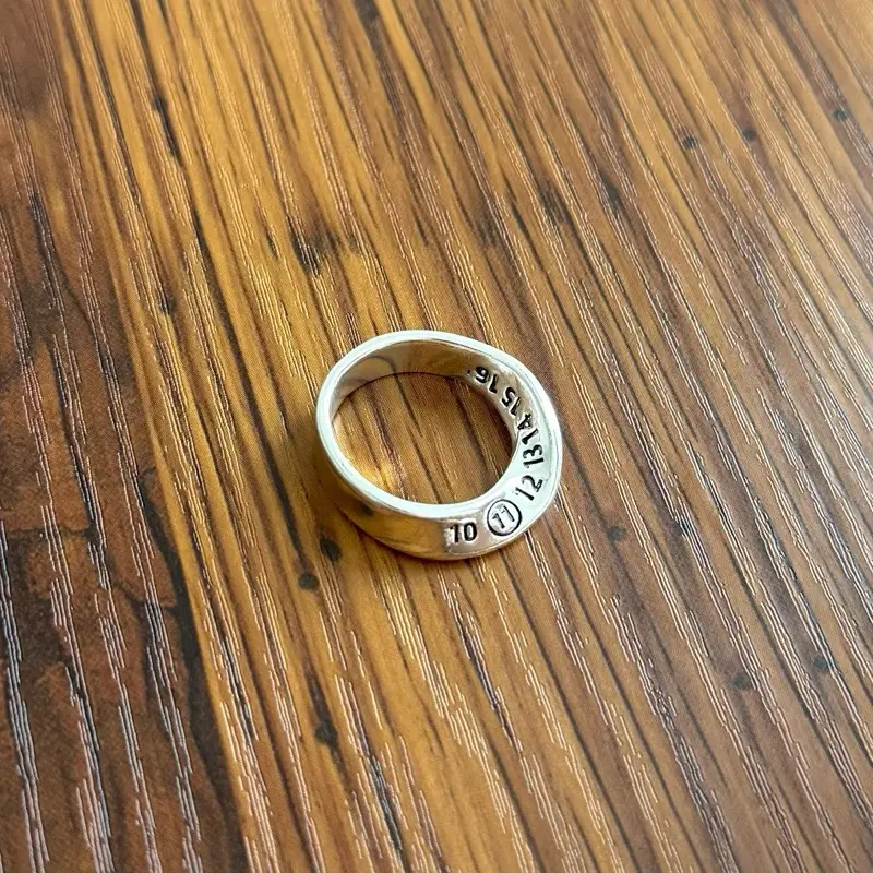 Y2K Silver Numbers Ring- Retro Luxury Streetwear Stainless Steel Band, Aesthetic Statement Accessory