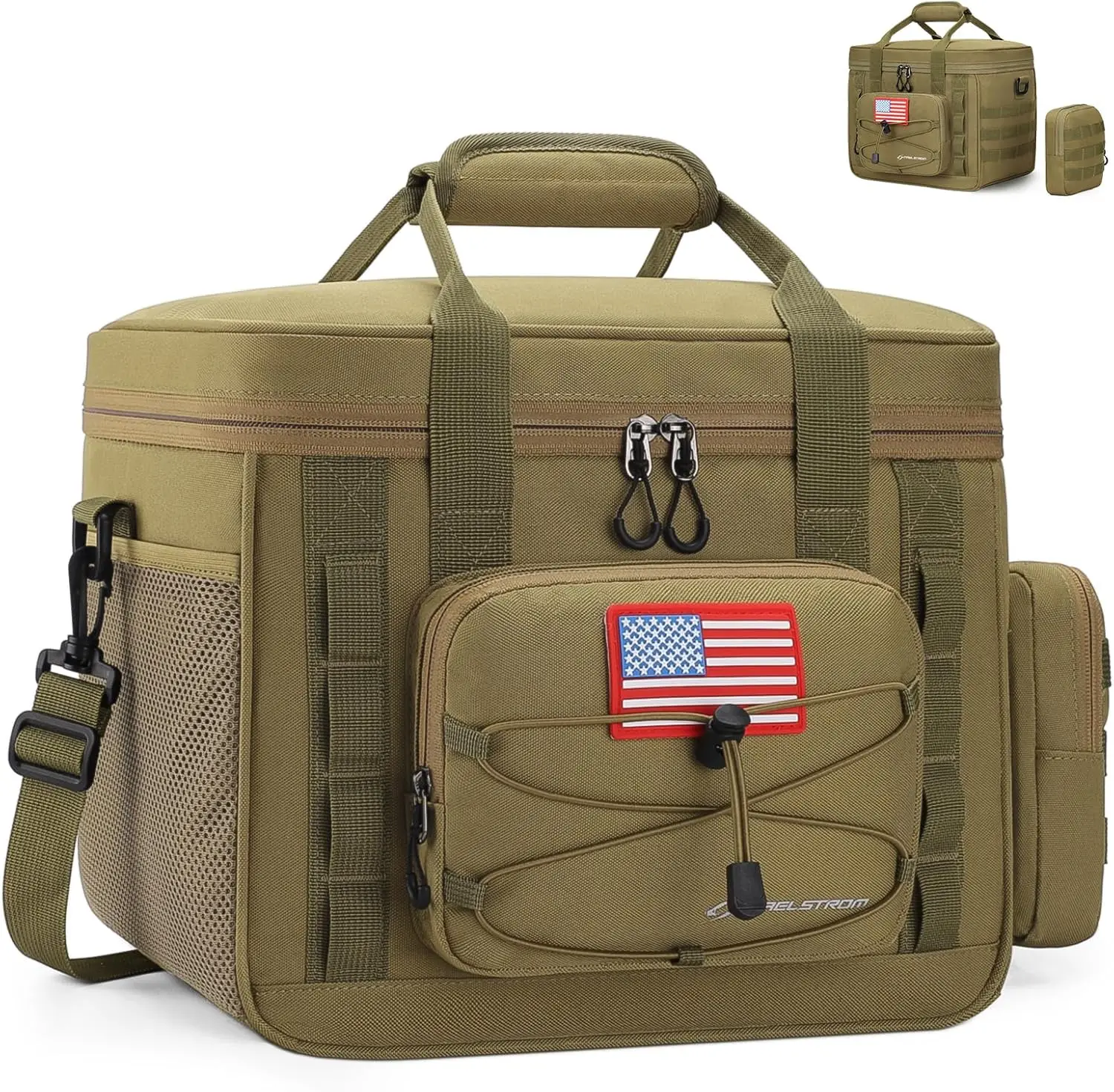 Tactical Lunch Box, Insulated Lunch Bag for Men, Large Durable Leakproof Cooler Bag with Detachable MOLLE Bags, Modern Lunch Tote for Adult Women Work,Picnic,20 Cans/15 L, KhakiGift.