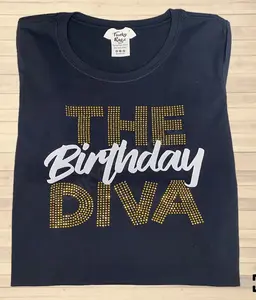 The Birthday Diva Rhinestone T-Shirt, Heavy Cotton T-Shirt Casual Comfort