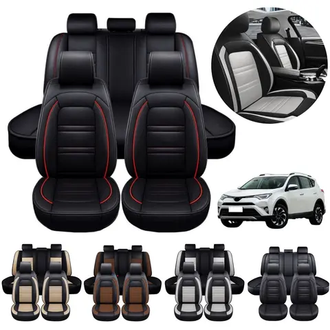 For Toyota RAV4 2006-2026 5 Seater Car Seat Covers Front Rear Cushion Premium PU Leather Full Set Protector Anti-Slip Mat Pad 4 Seasons Waterproof - For Mother Father Lover Friend Christmas Valentine Gift